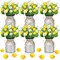 3 Sets Artificial Potted Lemon Decor Fake Fruit Lemon Flowers Table Centerpiece Faux Summer Kitchen Vases Tiered Tray Decor Farmhouse Plant for Indoor Outdoor Home Bathroom Dining